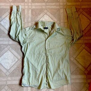 Zanella Mens Size Large Long Sleeve Shirt neon, green, brown, white pattern